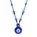 Collier en corde avec grand pendentif oeil bleu