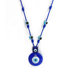 Collier en corde avec grand pendentif oeil bleu