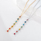 Collier de Protection avec Long Pendentif en Pierres 7 Chakras argent