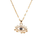 Collier de protection avec pendentif oeil bleu rayonnant