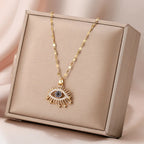 Collier de protection avec pendentif oeil bleu rayonnant