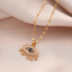 Collier de protection avec pendentif oeil bleu rayonnant
