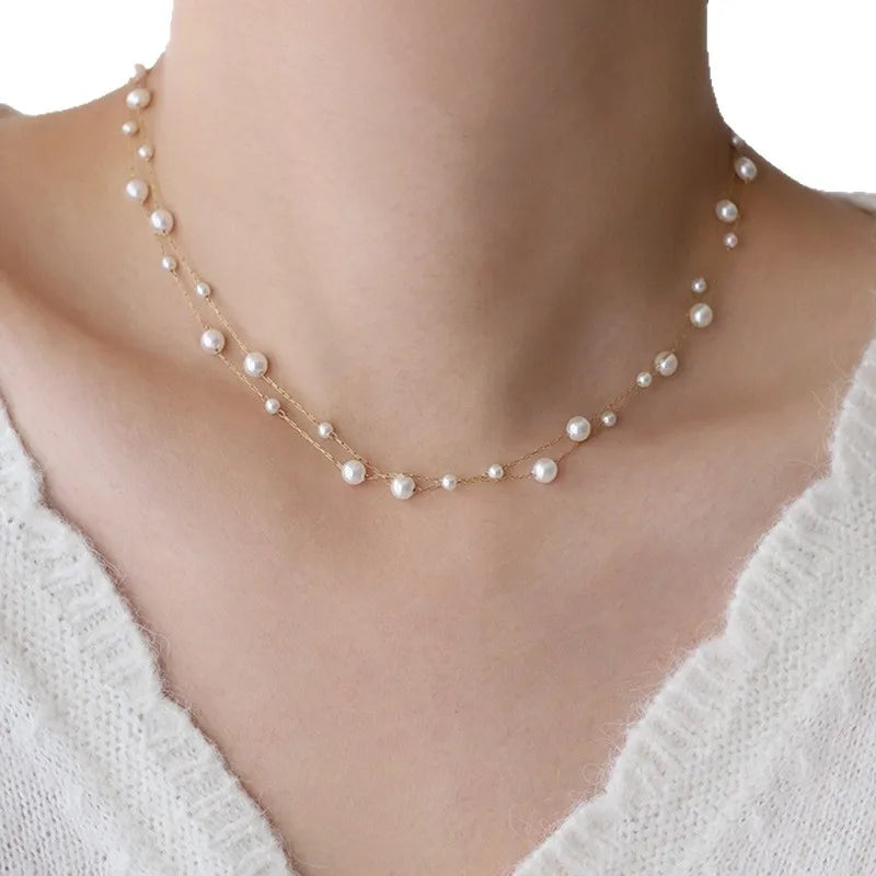 Collana a doppio giro con ciondolo a perla