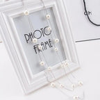 Long Collier Double avec Grandes Perles Blanches argent