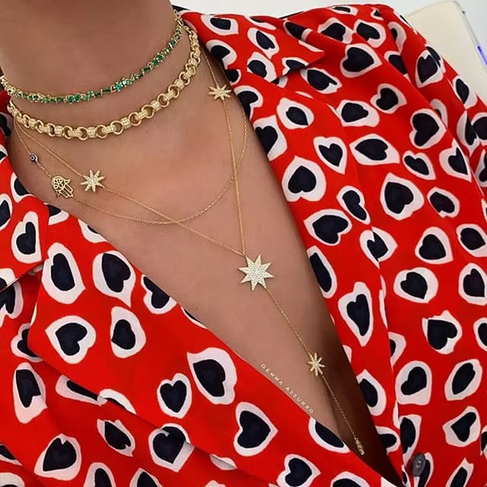 Collier en Y - chaîne de décolleté étoile pour femme or