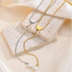 Collier en Y - chaîne de décolleté papillon pour femme argent