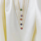 Collier et pendentif avec petite pierre de naissance ronde 