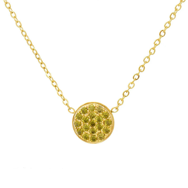 Collier et pendentif avec petite pierre de naissance ronde août