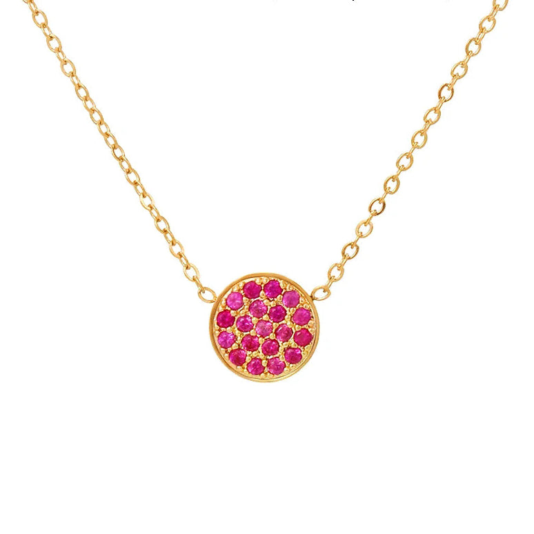 Collier et pendentif avec petite pierre de naissance ronde juillet