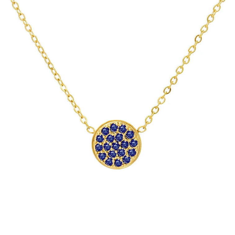 Collier et pendentif avec petite pierre de naissance ronde septembre