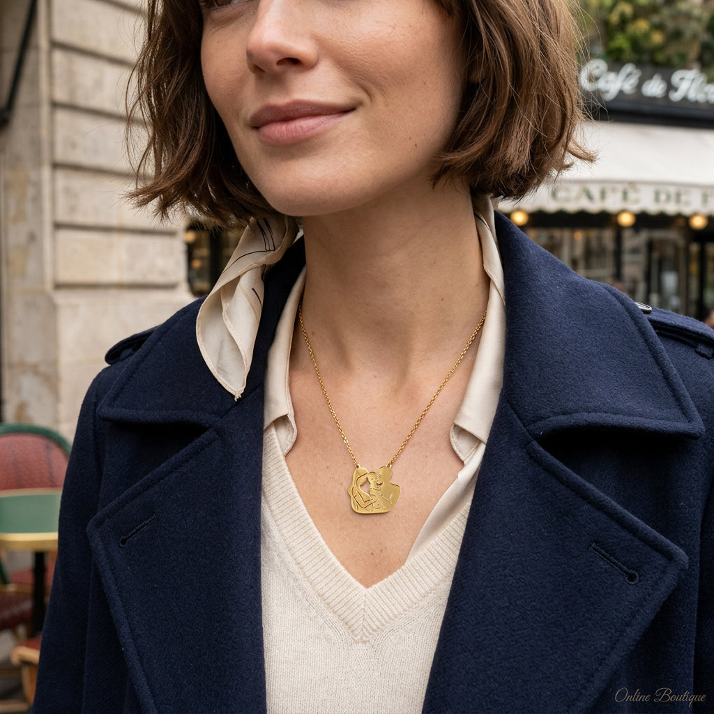 Collier et son pendentif "Maman, papa, et bébé"