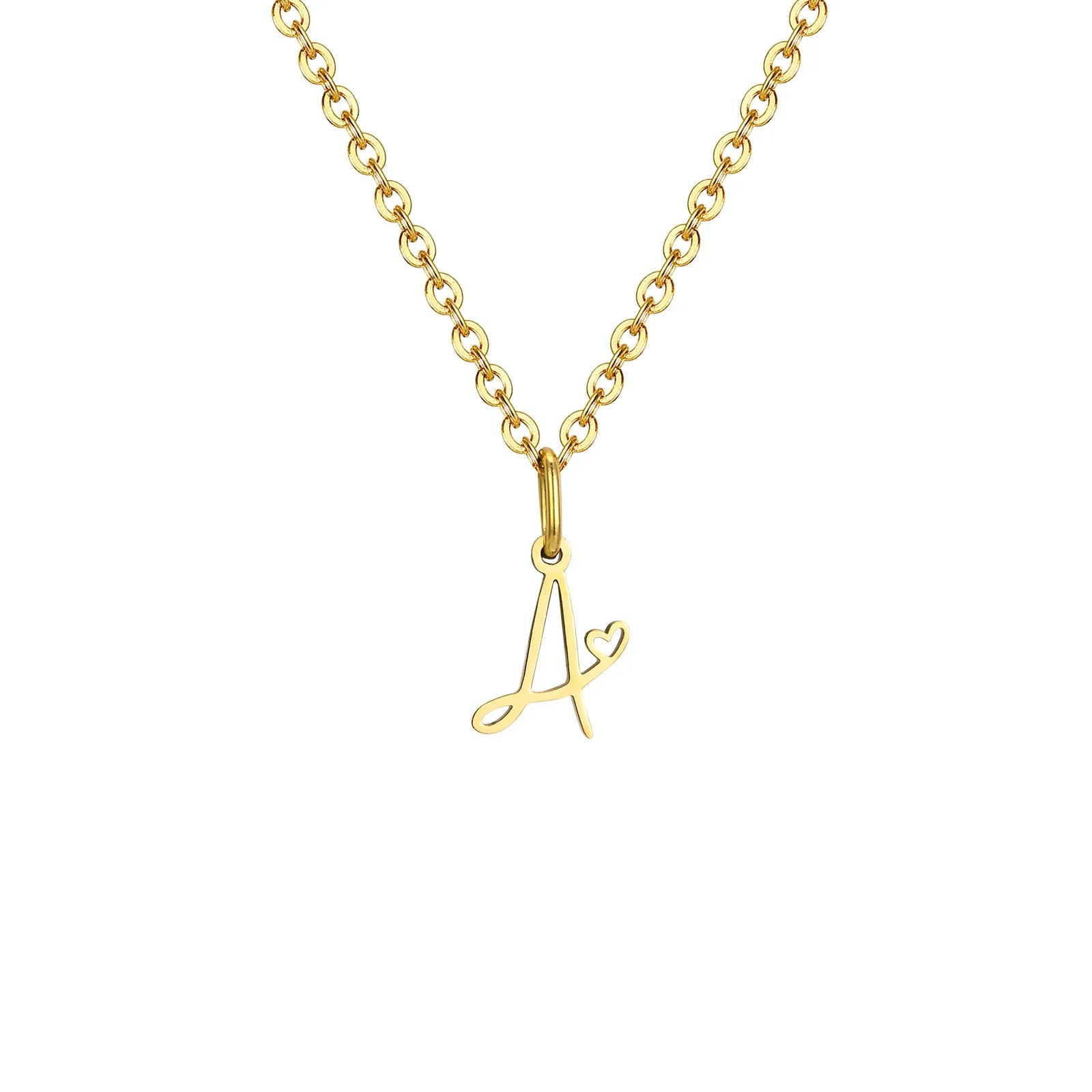 Collier femme avec pendentif initiale lettre et coeur a