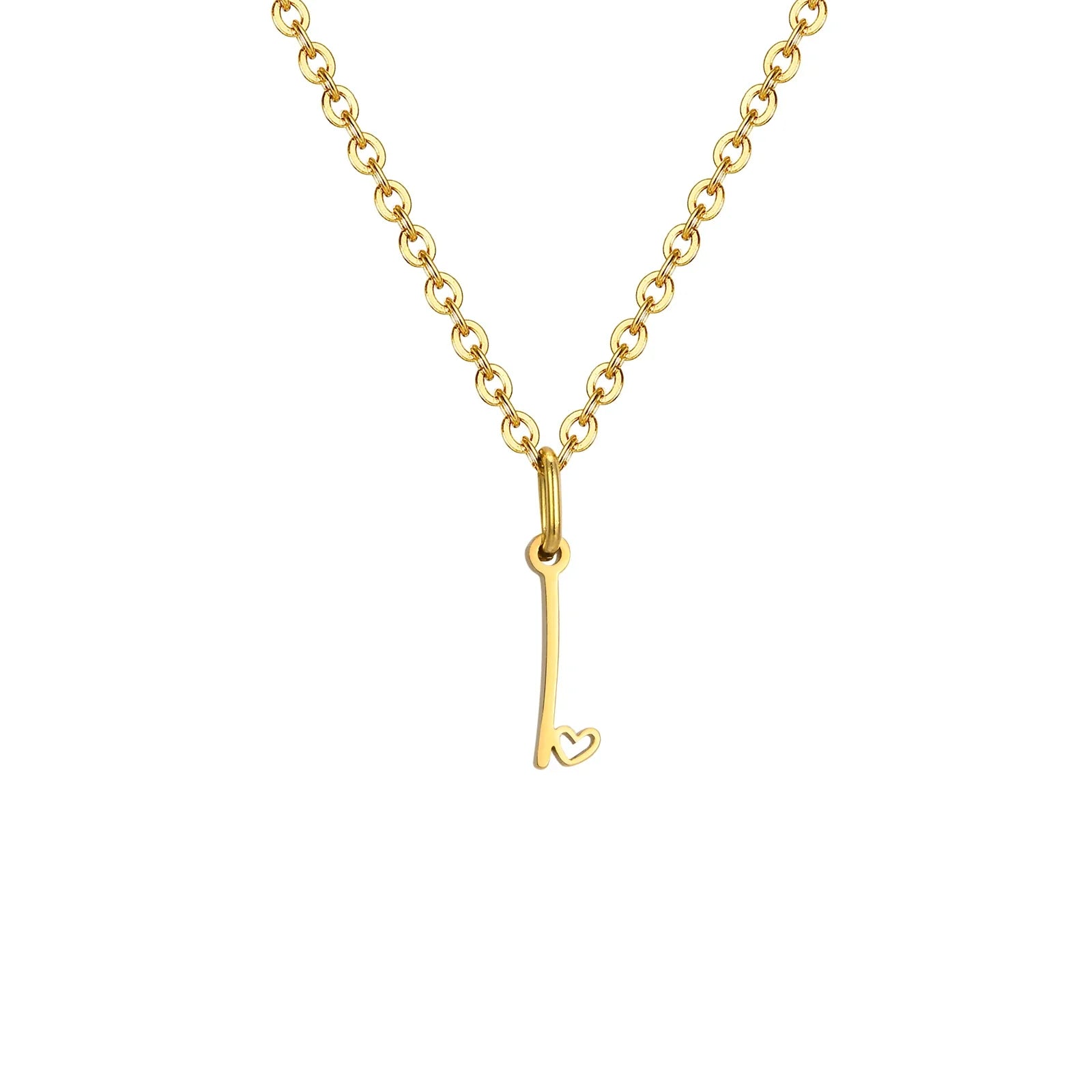 Women's necklace with initial letter and heart pendant i