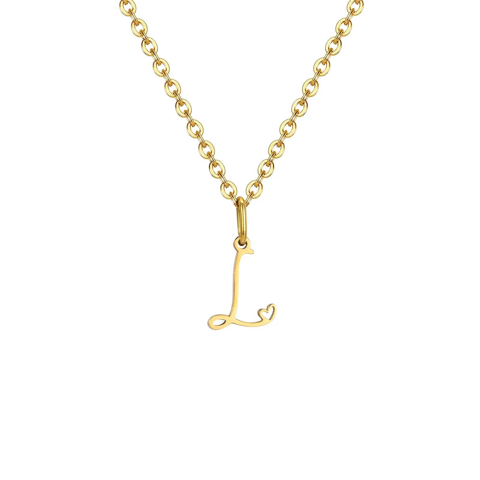 Women's necklace with initial letter and heart pendant l