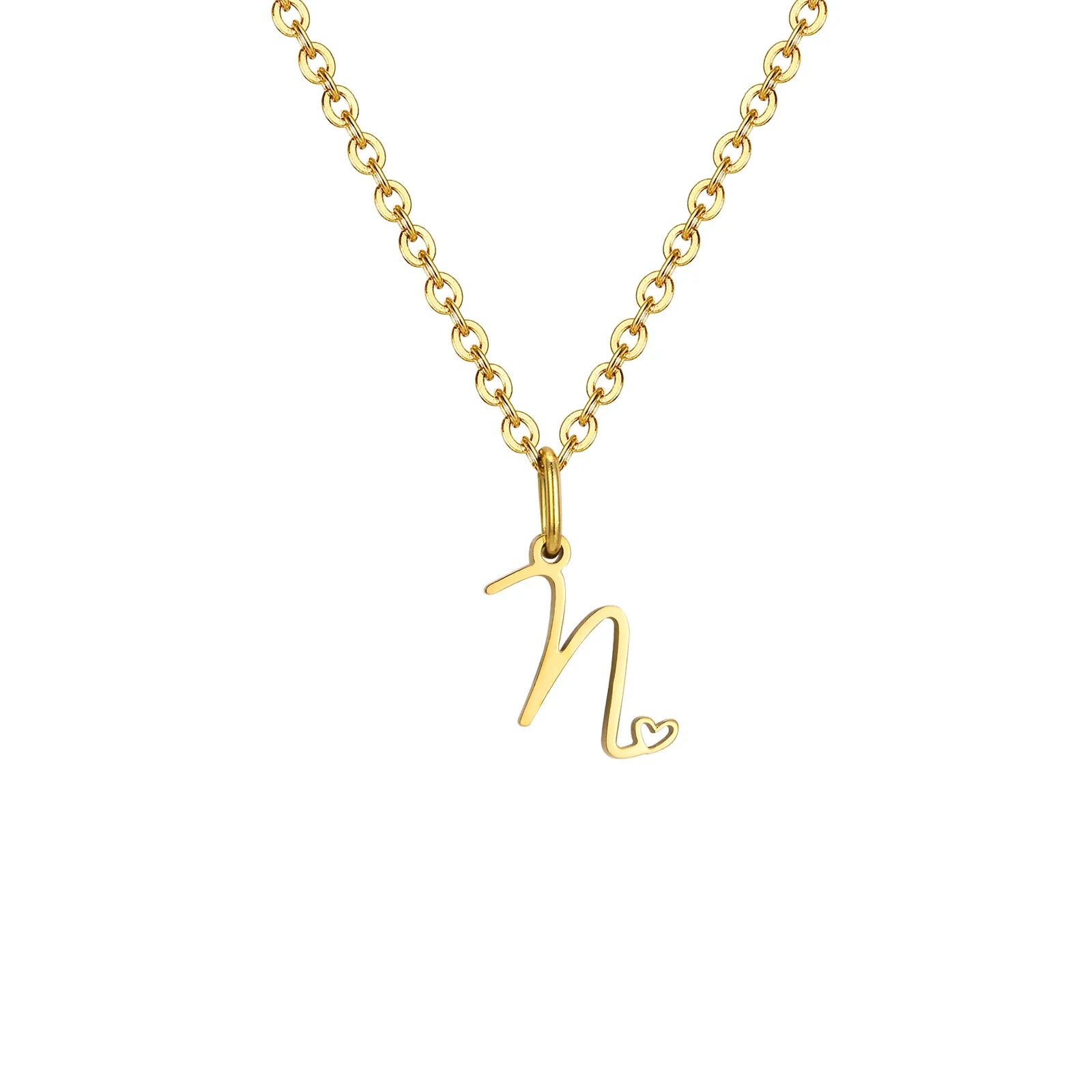 Women's necklace with initial letter and heart pendant n