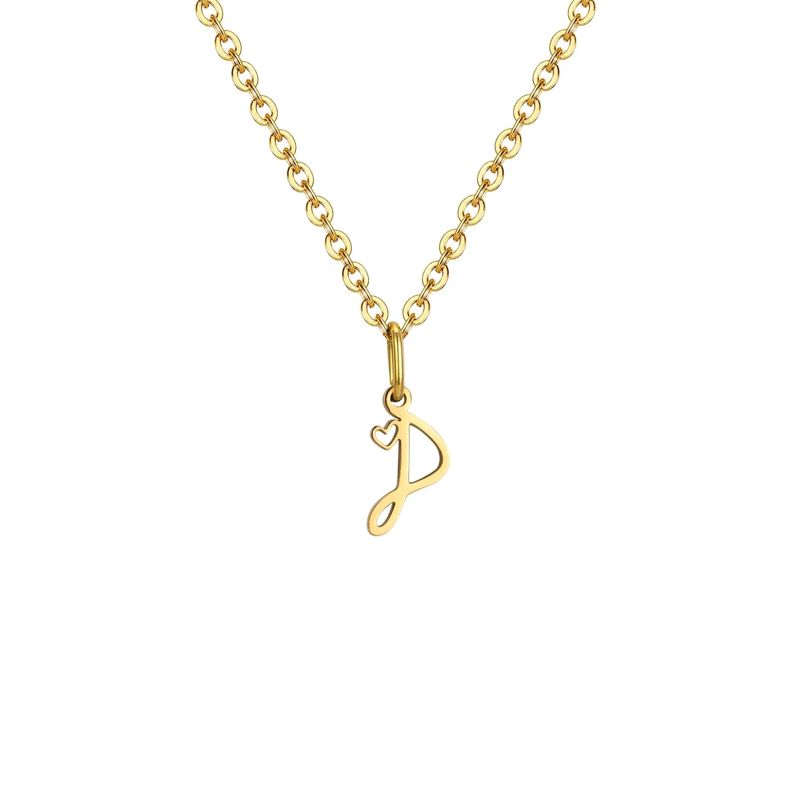 Women's necklace with initial letter and heart pendant d