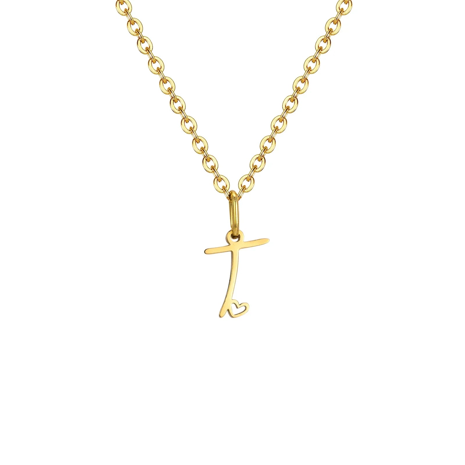 Women's necklace with initial letter and heart pendant t