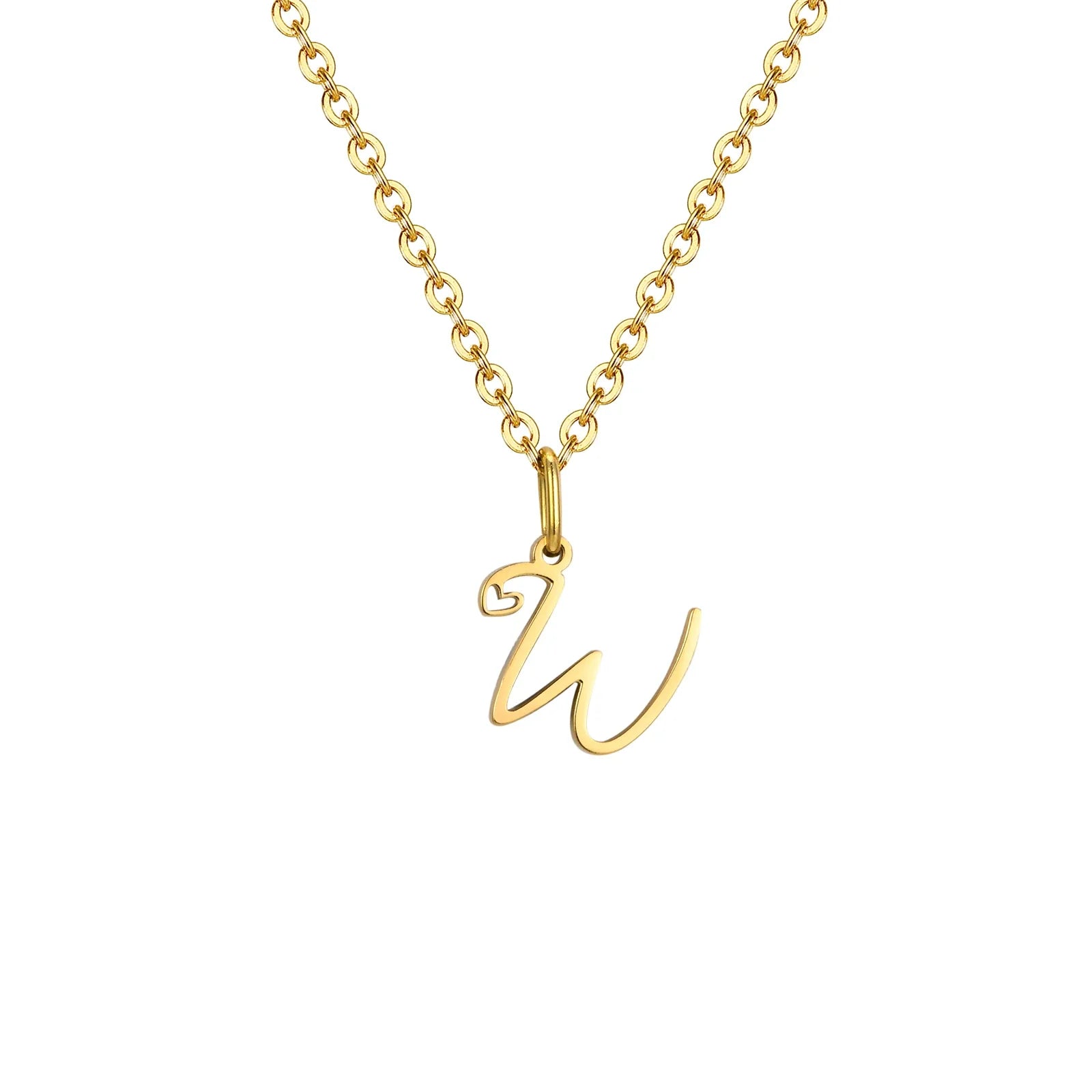 Women's necklace with initial letter and heart pendant w