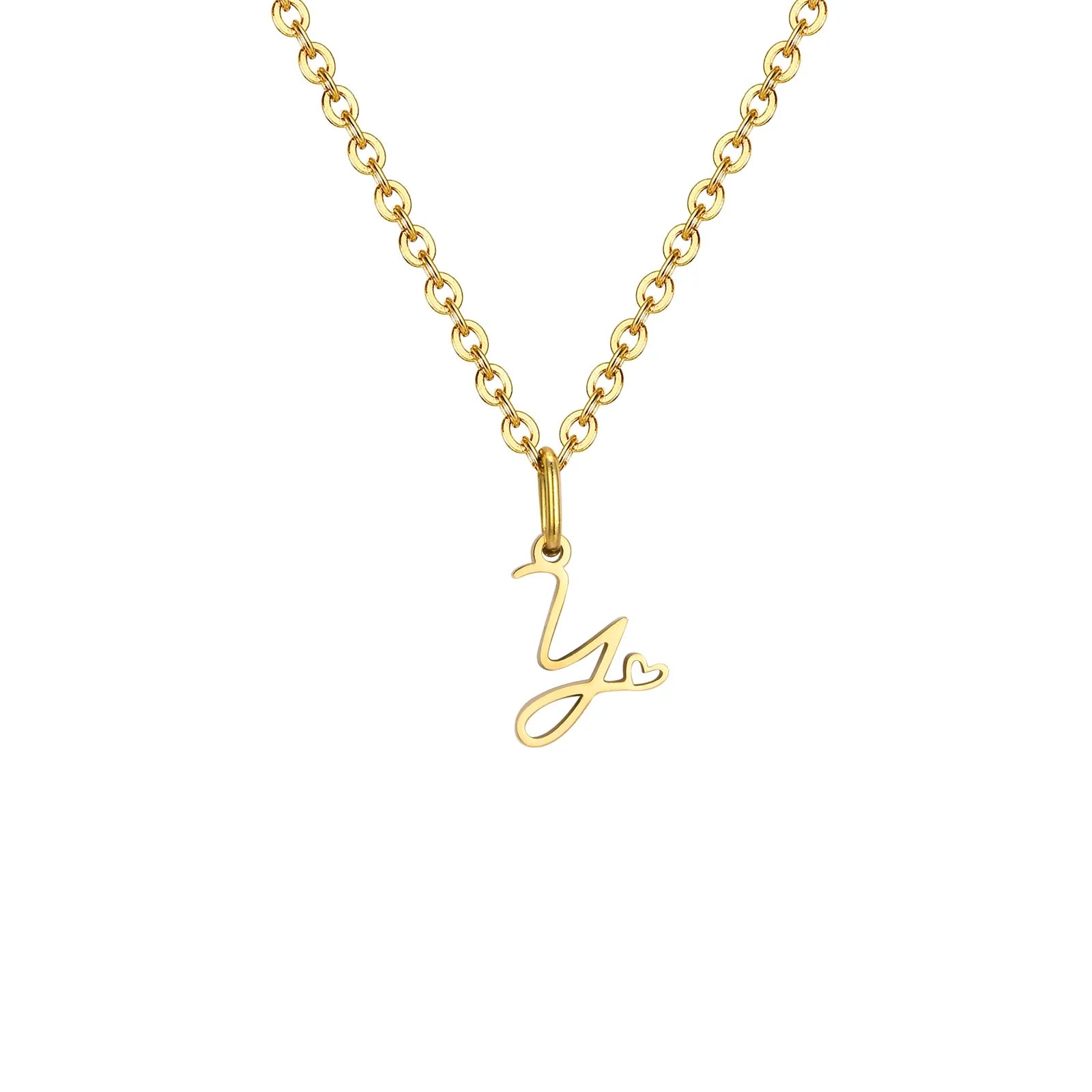Women's necklace with initial letter and heart pendant y