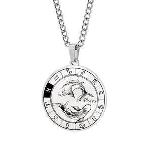 Collier Horoscope Pendentif Constellations du Zodiaque Argent poisson