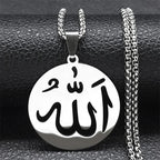 Collana lunga con ciondolo Allah islam musulmano per uomo o donna argento