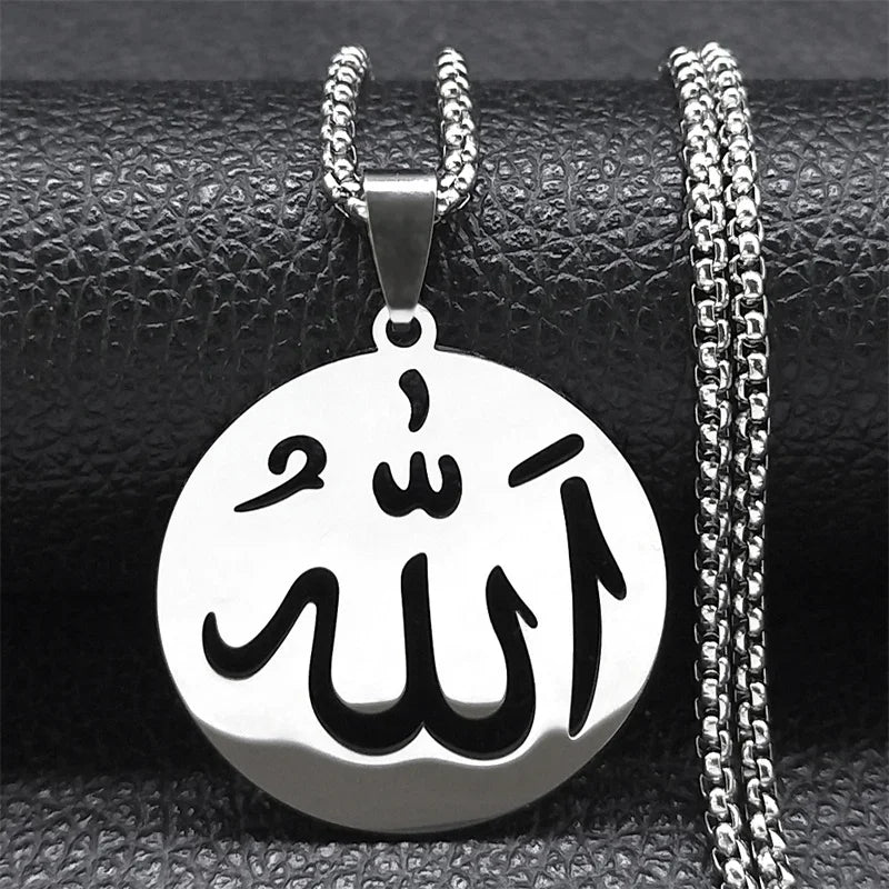 Collana lunga con ciondolo Allah islam musulmano per uomo o donna argento