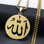 Collana lunga con ciondolo Allah islam musulmano per uomo o donna oro 