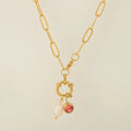 Collier maillons avec pendentif perle et pierre de naissance juillet