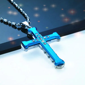 Collier & Médaillon Croix Homme bleu