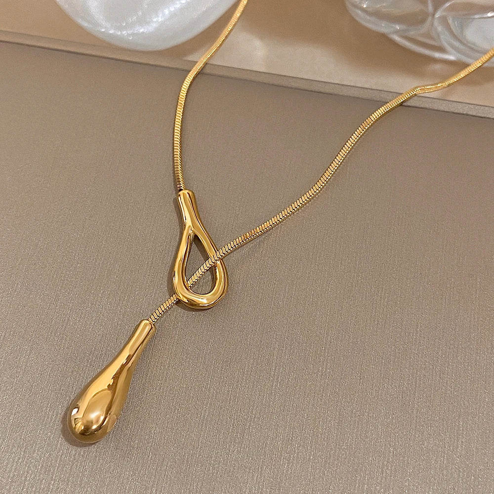 Collier Original avec Pendentif Goutte d'Eau or