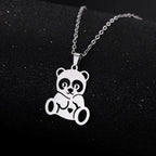 Collar Panda Colgante Lindo Plata