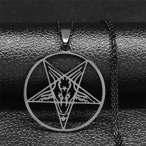 Collier Pendentif Baphomet Satan Gothique noir