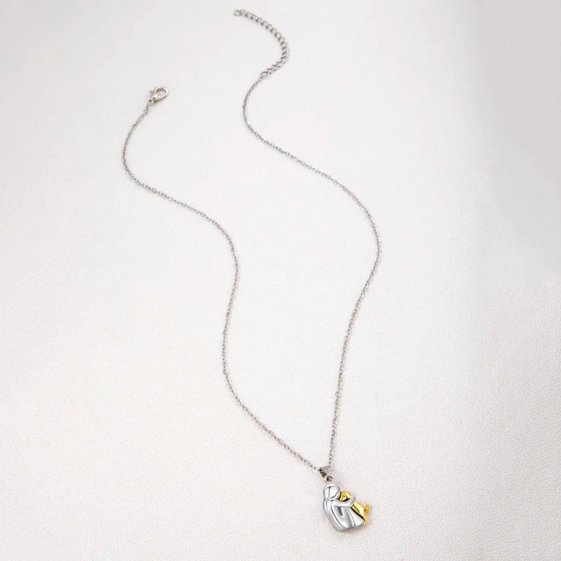 Collier Pendentif Câlin Chien et Maître argent et or