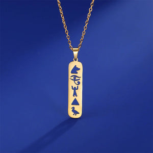 Collier Pendentif Cartouche Hiéroglyphes Egypte or style 2