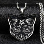 Collier Pendentif Chat Noir Pentacle Sorcellerie Wiccan