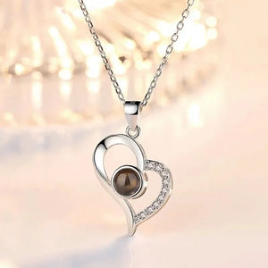 Collier Pendentif Cœur "Je T'Aime" avec Boîte Cadeau argent