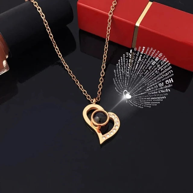 Collana Pendente Cuore "Ti Amo" con Scatola Regalo oro