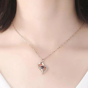 Collier Pendentif Cœur "Je T'Aime" avec Boîte Cadeau argent