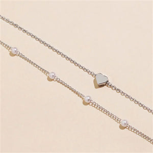 Collier Pendentif Coeur & Perles argent