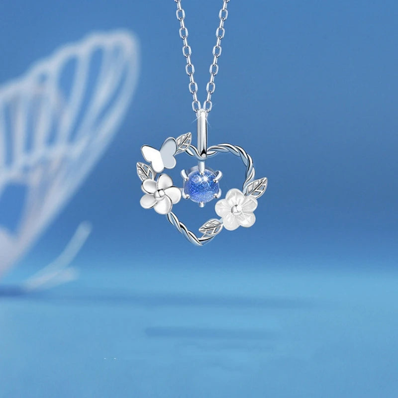 Collier Pendentif Coeur Pierre de Lune