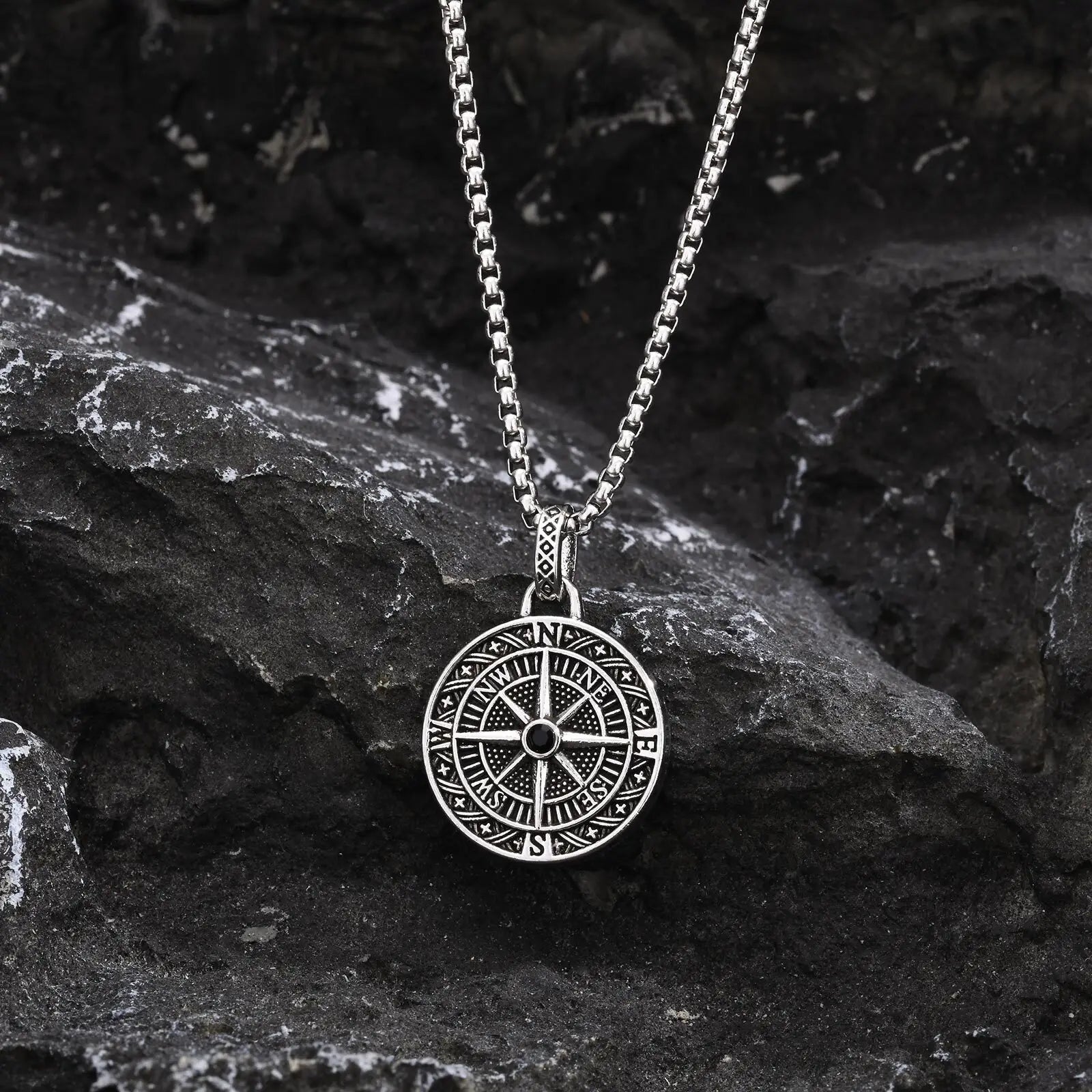 Necklace Pendant Nautical Compass Wind Rose for Men