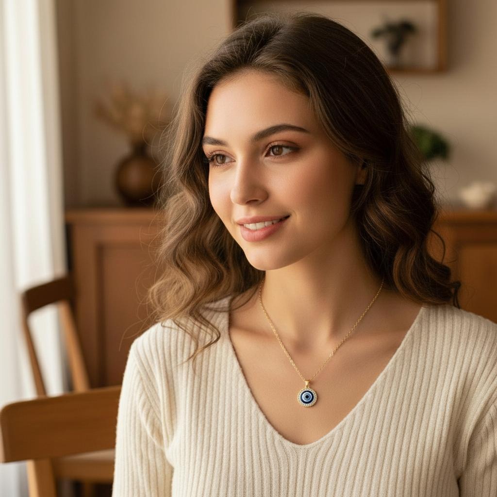 Matiasma Mataki Collana con ciondolo greco-turco blu malocchio