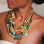 Collier Pendentif de Perles et Bois vert