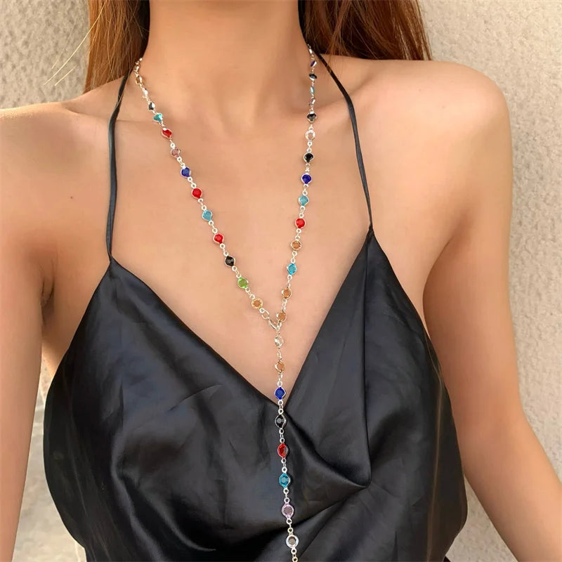 Collana con ciondolo stile bohémien multicolore argento