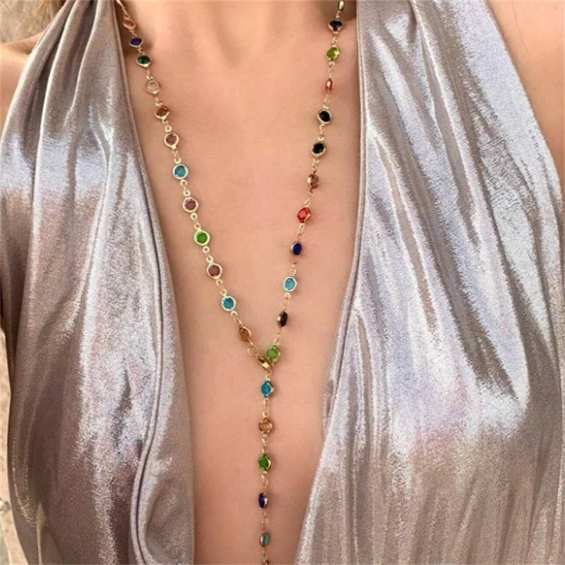 Collana con ciondolo stile bohémien multicolore oro