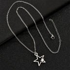 Collier Pendentif Double Etoile