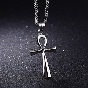 Collier Pendentif Egyptien Croix d'Ankh Homme Femme argent