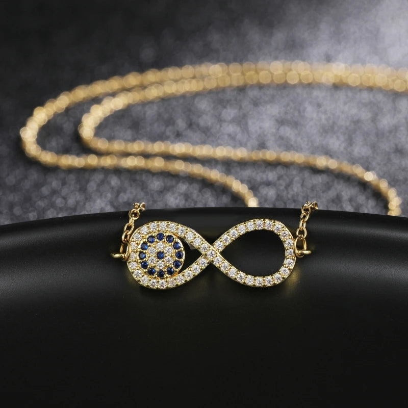 Collier Pendentif en Zircon Symbole Infini