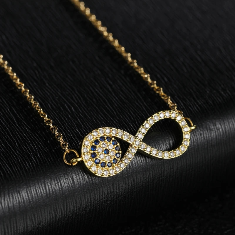 Collier Pendentif en Zircon Symbole Infini