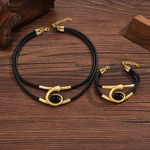 Collier Pendentif et Bracelet Géométriques or